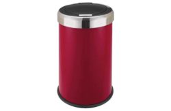 HOME 50 Litre Red Stainless Steel Press Top Bin.